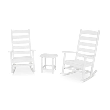POLYWOOD Shaker 3-Piece Porch Rocking Chair Set - White